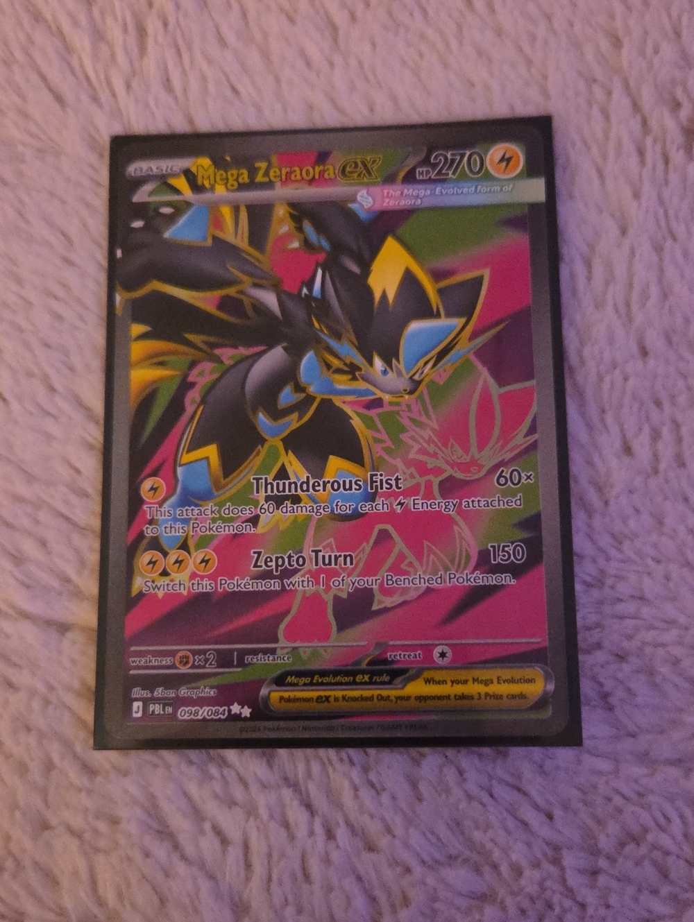 Pokemon Mega Zeraora-EX Card - Black & Yellow